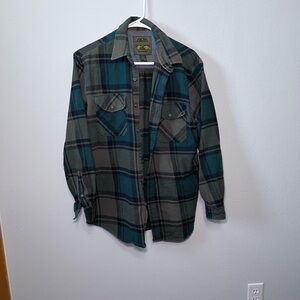 Green and Blue Plaid Button-Up Shirt